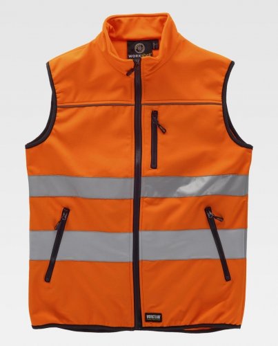 Gilet workshell alta visibilità con bande riflettenti ORANGE