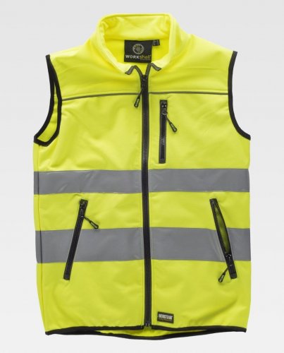 Gilet workshell alta visibilità con bande riflettenti YELLOW