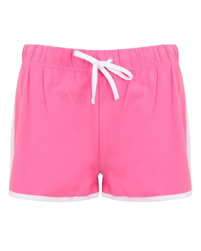 Ladies Retro Shorts Bright pink / White