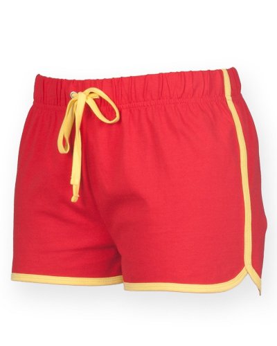 Ladies Retro Shorts Red / Yellow