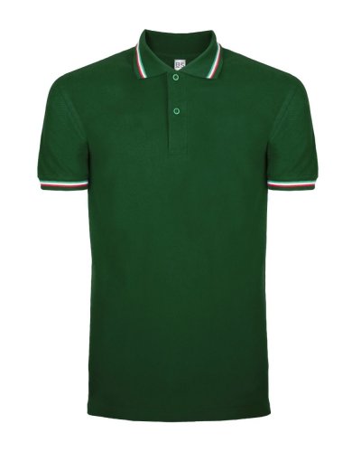 Polo tricolor Italy Forest green