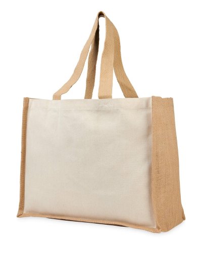 Shopper in iuta e canvas Naturale
