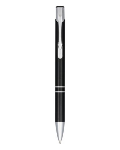 Penna a sfera a scatto Moneta in alluminio anodizzato Nero