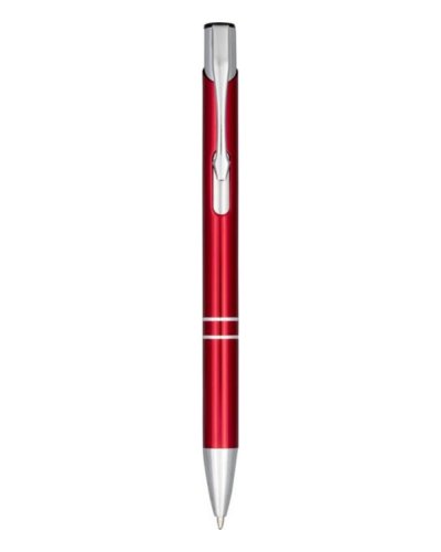 Penna a sfera a scatto Moneta in alluminio anodizzato Rosso