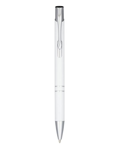 Penna a sfera a scatto Moneta in alluminio anodizzato Bianco