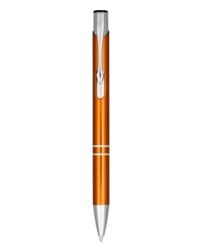 Penna a sfera a scatto Moneta in alluminio anodizzato Arancio