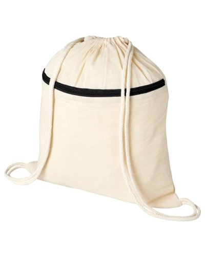 Mochila con cordón y cremallera Oregon Natural/Nero