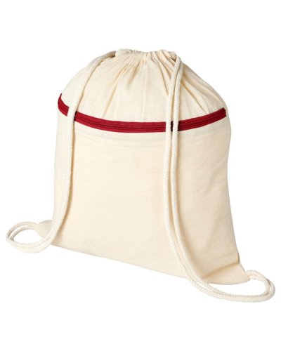 Mochila con cordón y cremallera Oregon Natural/Rosso