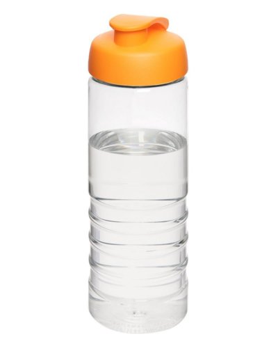 Borraccia H2O Treble da 750 ml con coperchio a scatto Trasparente / Arancione