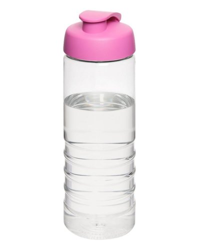 Borraccia H2O Treble da 750 ml con coperchio a scatto Trasparente / Rosa