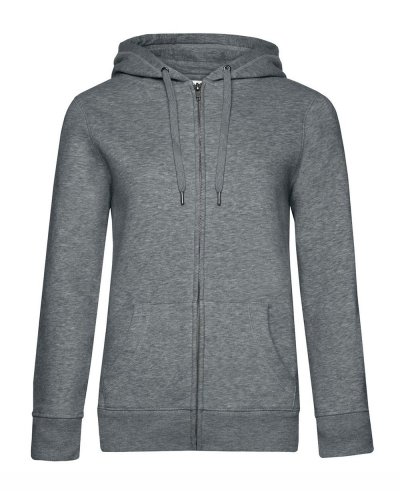 QUEEN Zipped Hood Heather Mid Grey
