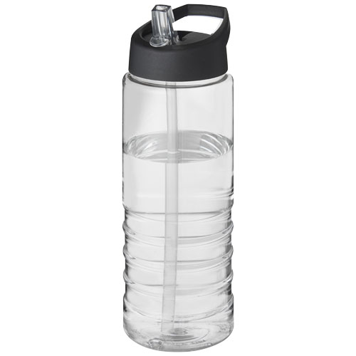Borraccia sportiva H2O Treble da 750 ml con coperchio con beccuccio Trasparente / Nero