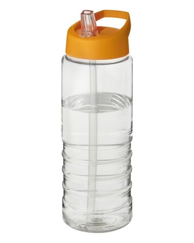 Borraccia sportiva H2O Treble da 750 ml con coperchio con beccuccio Trasparente / Arancione