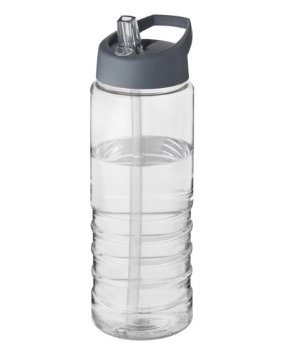 Borraccia sportiva H2O Treble da 750 ml con coperchio con beccuccio Trasparente / Grigio tempesta