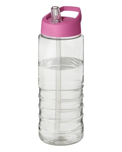 Borraccia sportiva H2O Treble da 750 ml con coperchio con beccuccio Trasparente / Rosa