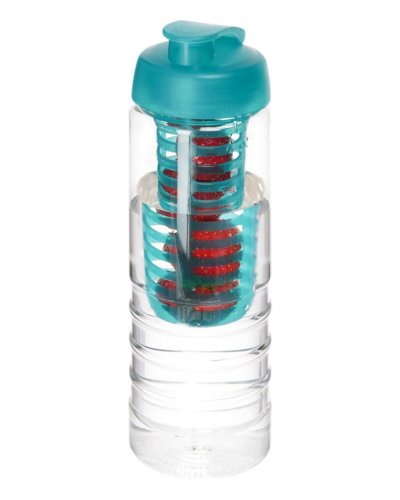 Borraccia H2O Treble da 750 ml con coperchio ermetico e infusore Trasparente / Aqua