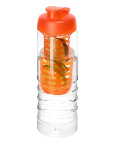 Borraccia H2O Treble da 750 ml con coperchio ermetico e infusore Trasparente / Arancione