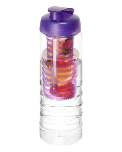 Borraccia H2O Treble da 750 ml con coperchio ermetico e infusore Trasparente / Viola