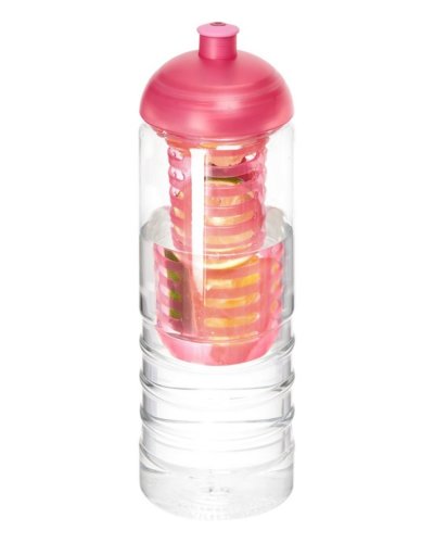 Borraccia H2O Treble da 750 ml con coperchio a cupola e infusore Trasparente / Rosa