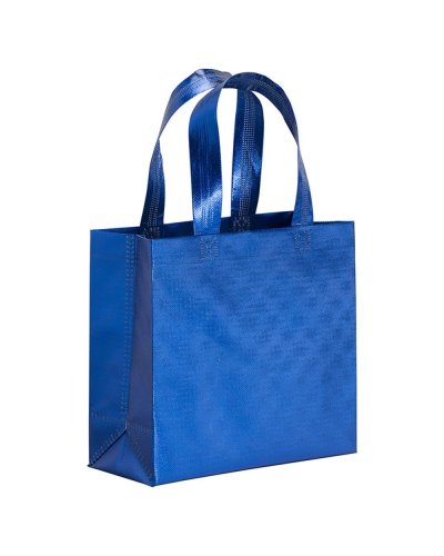 Mini shopper in TNT laminato metallizzata Blu Royal