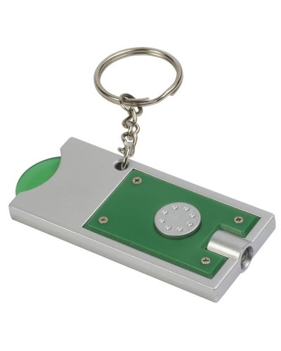 Portachiavi con gettone per carrello della spesa e luce Verde