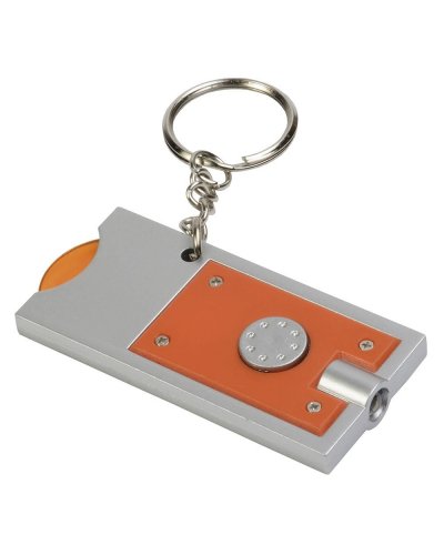 Portachiavi con gettone per carrello della spesa e luce Arancione