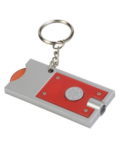 Portachiavi con gettone per carrello della spesa e luce Rosso