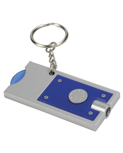 Portachiavi con gettone per carrello della spesa e luce Blu Royal