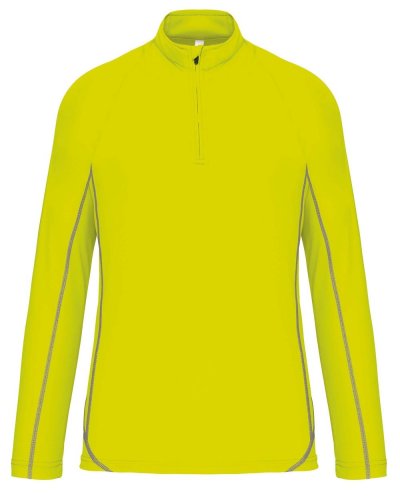 Felpa uomo running zip 1/4 Giallo Fluo