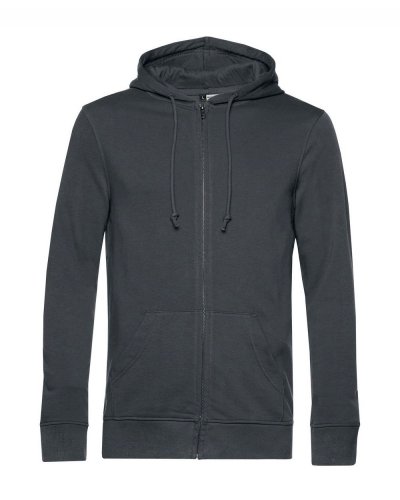 Felpa zip e cappuccio organic french terry Asphalt