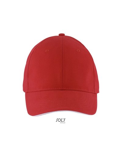 Cappellino a 6 pannelli Solar Rosso / Bianco