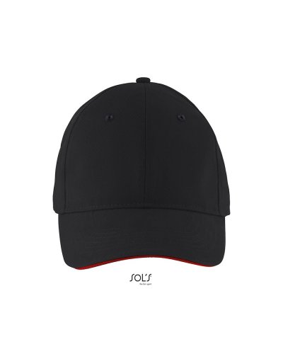Cappellino a 6 pannelli Solar Nero / Rosso