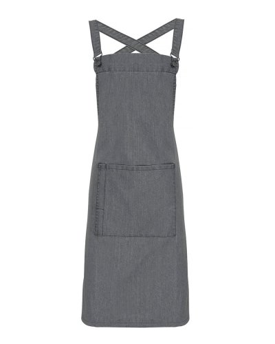Cross Back   Barista   Bib Apron Grey denim