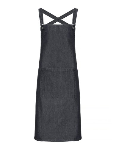 Cross Back   Barista   Bib Apron Black denim