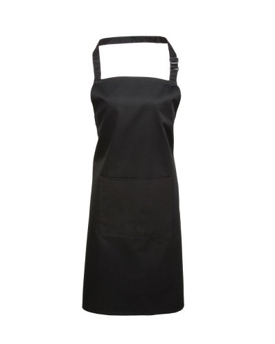 Colours Bib Apron With Pocket Black