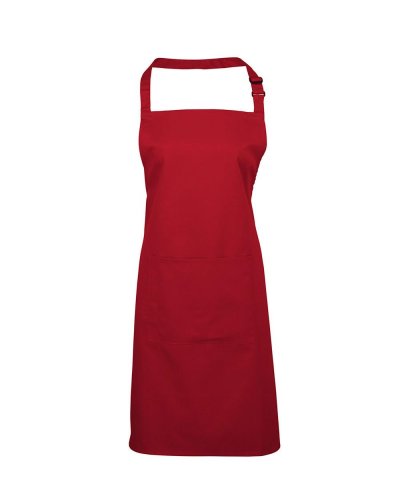 Colours Bib Apron With Pocket Burgundy