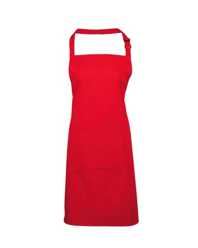 Colours Bib Apron With Pocket Red