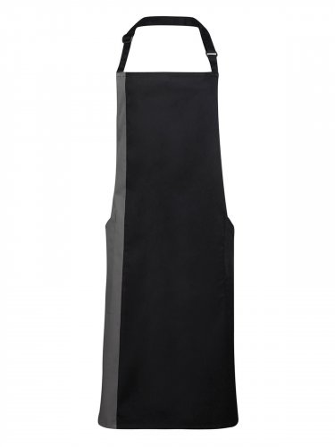 Contrast Bib Apron Black/dark grey