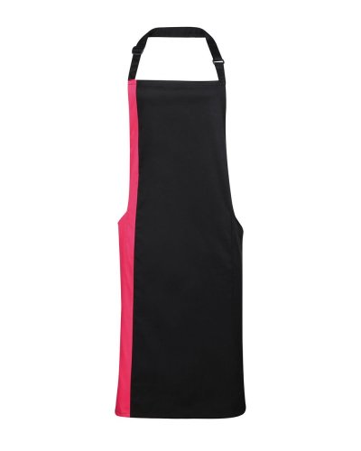Contrast Bib Apron Black/hot pink