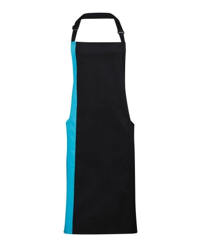 Contrast Bib Apron Black/turquoise