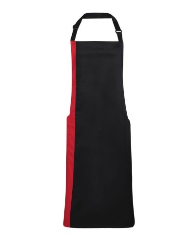 Contrast Bib Apron Black/red