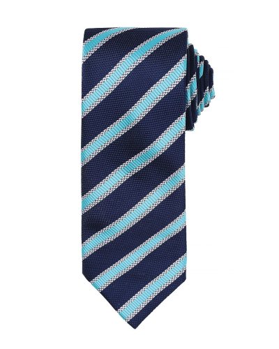 Waffle Stripe Tie Navy/turquiose