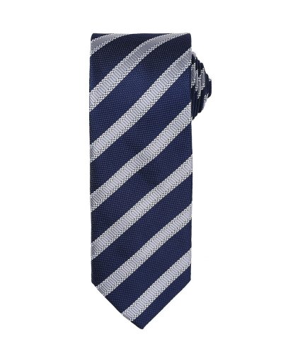 Waffle Stripe Tie Navy/silver