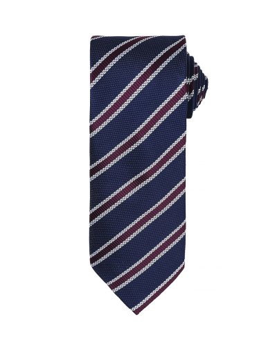 Waffle Stripe Tie Navy/aubergine
