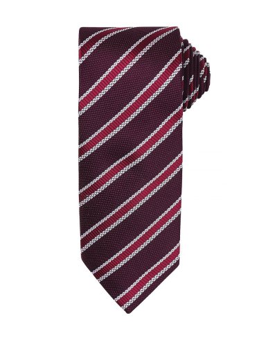 Waffle Stripe Tie Aubergine/burgundy