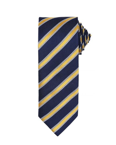 Waffle Stripe Tie Navy/gold