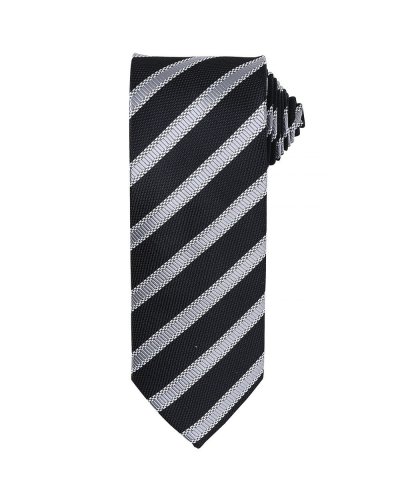Waffle Stripe Tie Black/dark grey