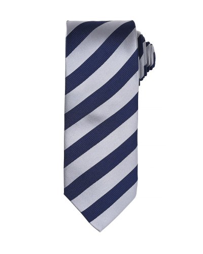 Club Stripe Tie Silver/navy