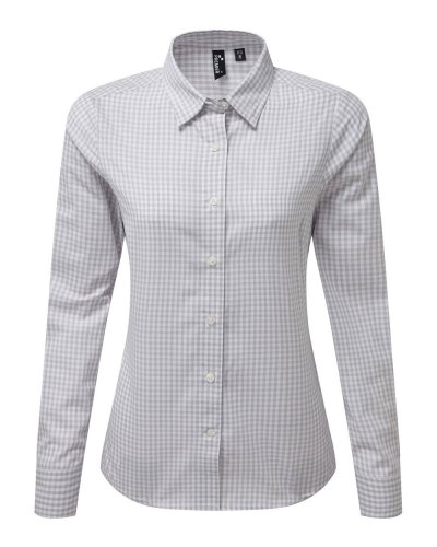 Maxton Check - Women's Long Sleeve Shirt Silver/white