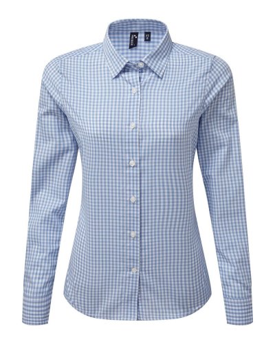 Maxton Check - Women's Long Sleeve Shirt Light blue/white